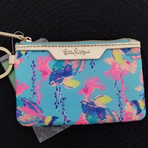Lilly Pulitzer Tropical Blue and Pink Wristlet